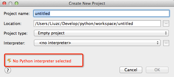 pycharm 使用心得（九）解决No Python interpreter selected的问题