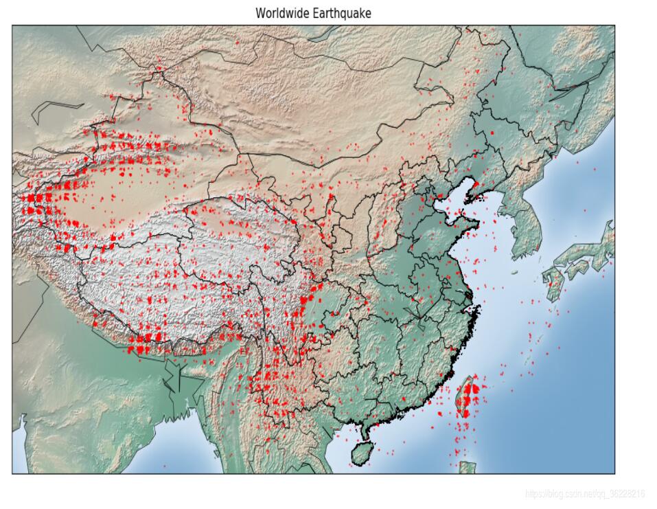 python绘制地震散点图