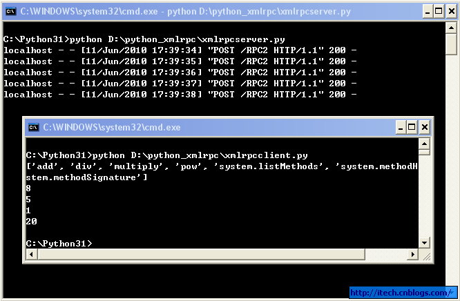 Python XML RPC服务器端和客户端实例